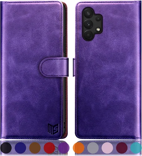 Vista 21 de SUANPOT Funda tipo cartera para Samsung Galaxy A13 5G con bloqueo RFID, tarjetero de crédito, funda protectora de piel sintética con tapa para Negro