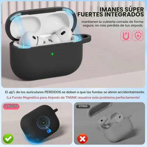 Vista 2 de Funda para AirPods Pro, funda de silicona suave compatible con Airpods Pro de 2ª/1ª generación para mujeres y niñas, con kit de limpieza y llavero 1