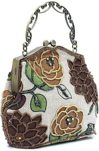 Vista 2 de ilishop Bolso de noche con cuentas y estampado vintage de lujo para mujer