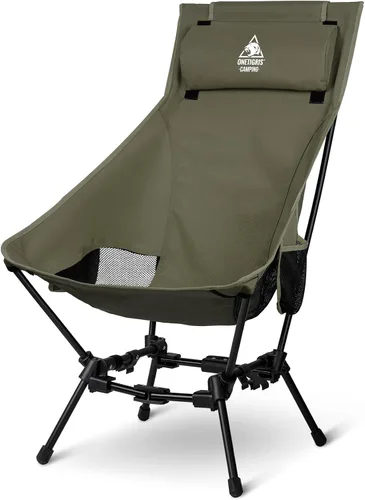 Vista 9 de ONETIGRIS Dragonhide - Silla de campamento de gran tamaño con diseño de almohada, cómodo asiento ampliado plegable, capacidad de 275 libras