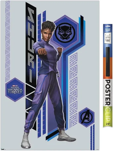 Vista 19 de Trends International Marvel Black Panther: Wakanda Forever - Póster de pared Shuri, 22.4 pulgadas de largo x 14.7 W, versión enmarcada de madera
