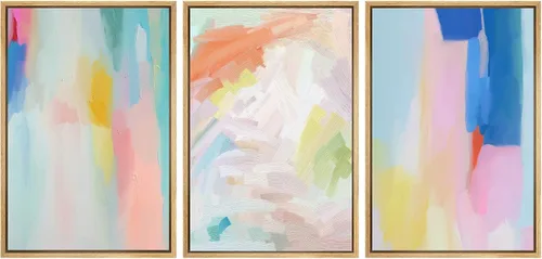 Vista 89 de SIGNWIN Lienzo enmarcado para pared, juego de arte abstracto de serenidad costera, ilustraciones abstractas junto al mar, arte moderno, decorativo