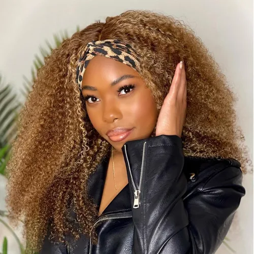 Vista 10 de Boopwine Peluca de cabello humano rizado con diadema para mujeres negras, 28 pulgadas, sin pegamento, sin encaje frontal, peluca de cabello virgen