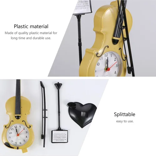 Vista 5 de BESPORTBLE Reloj despertador de violín electrónico con forma de violín para dormitorio, sala de estar, hogar D Cor y decoración de mesa de oficina