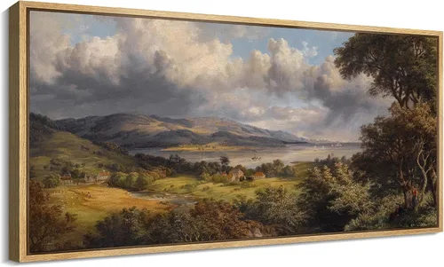Vista 68 de SIGNFORD Lienzo enmarcado extragrande para pared, diseño de flores silvestres, paisaje, campo escénico con flores florecientes, ilustraciones
