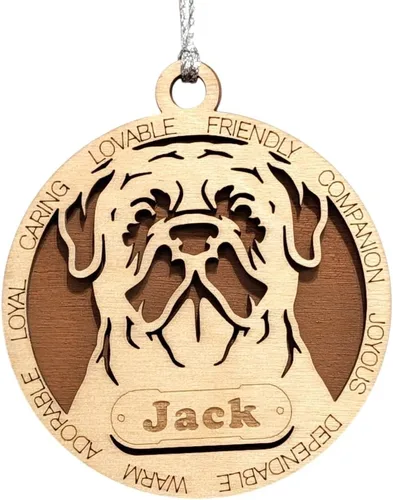 Vista 116 de Adorno de Navidad personalizado para perro Cavalier King Charles Spaniel, redondo de 3 pulgadas, madera cortada con láser de 2 capas, nombre y texto
