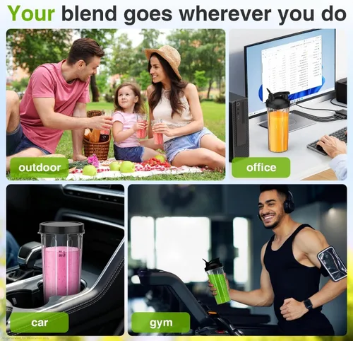 Vista 7 de KOIOS Licuadora para Batidos, Licuadora Personal para Batidos y Smoothies con 3 * 22oz Vasos Para Llevar, Batidora de Smoothies de 22000 RPM