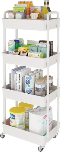Vista 9 de Carritos de Almacenamiento de 3 Niveles Laiensia, Carrito Rodante Utilitario Multifunción Organizador de Almacenamiento de Cocina, Carrito