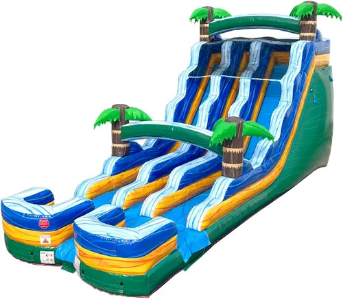 Vista 15 de TentandTable Tobogán acuático inflable de doble carril para niños y adultos, diversión acuática gigante de grado comercial, incluye soplador de aire
