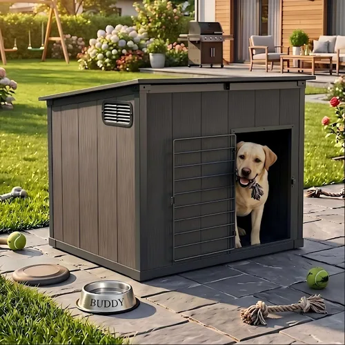 Vista 5 de Domi - Casa grande para perros al aire libre, resistente a la intemperie