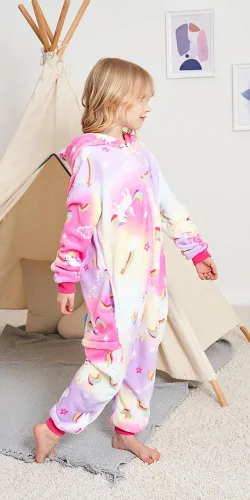 Vista 2 de Pijama de una pieza de unicornio para niños, disfraces de Halloween