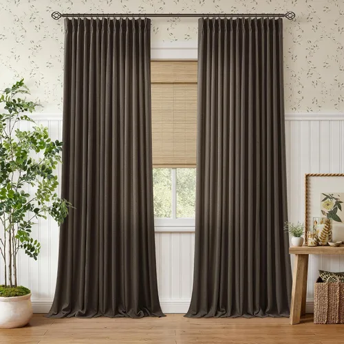 Vista 52 de TWODRAPES Juego de 2 paneles de cortinas plisadas de lino de 96 pulgadas de Avena