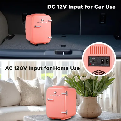 Vista 5 de ICEBOX IBMF4BLS - Mini refrigerador para dormitorio, refrigerador para el cuidado de la piel, enfriador portátil y calentador para maquillaje