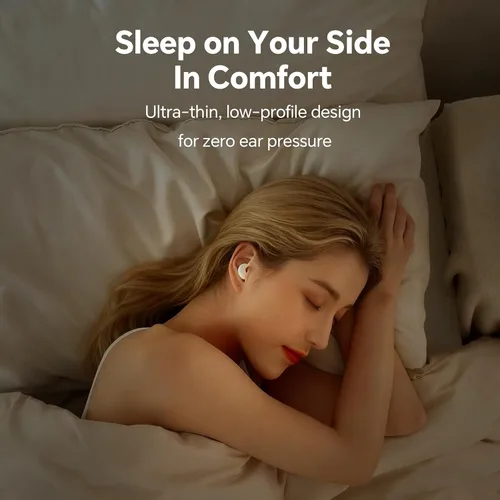 Vista 2 de Auriculares pequeños invisibles para dormir de lado, auriculares ocultos, inalámbricos, Bluetooth, cómodos, de perfil bajo, pequeños, discretos