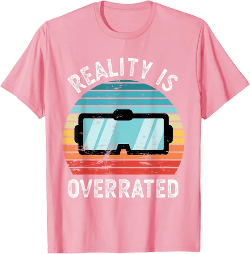 Vista 29 de Reality is Overrated VR - Camiseta divertida de regalo de realidad virtual, Negro, S