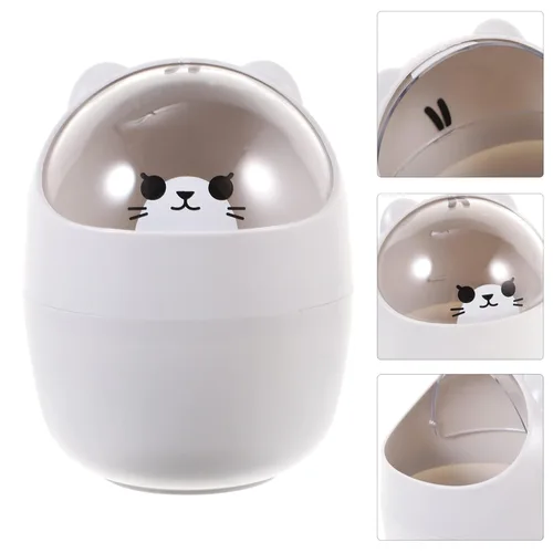 Vista 3 de VANZACK Mini bote de basura con tapa, papelera de escritorio, cubos de basura pequeños para escritorio