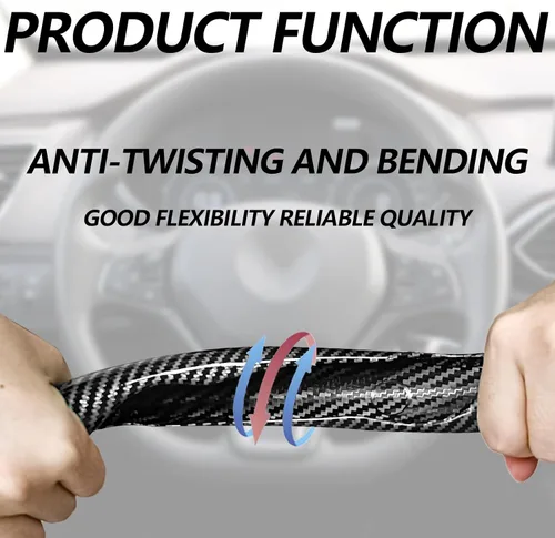Vista 3 de 2 fundas de volante de fibra de carbono de ajuste universal, antideslizantes, protector segmentado para volante, accesorios interiores de automóvil
