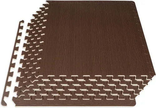 Vista 7 de ProsourceFit Tapete de rompecabezas de grano de madera de ½ pulgada, 6 baldosas de espuma EVA entrelazadas (24 pies cuadrados) para suelos seguros