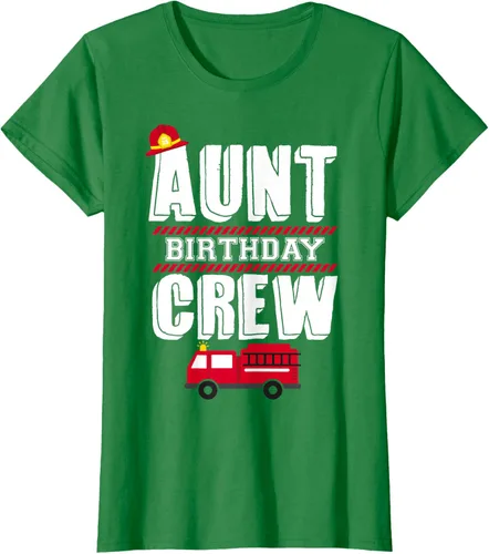 Vista 41 de Aunt Birthday Crew Fire Truck Fireman - Camiseta para fiesta de acogida, Negro, S