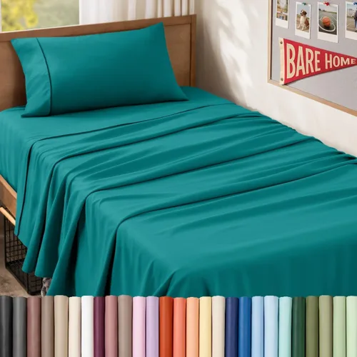 Vista 51 de Bare Home Juego de Sábanas Twin - Sábanas de Cama de Microfibra Ultra-Suave 1800 - Doble Cepillado - Bolsillos Profundos - Ajuste Fácil - Extra