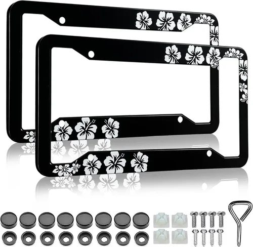 Vista 12 de Marcos para placa de matrícula con estampado de leopardo negro, paquete de 2 fundas de aluminio con estampado de animales negros, marcos
