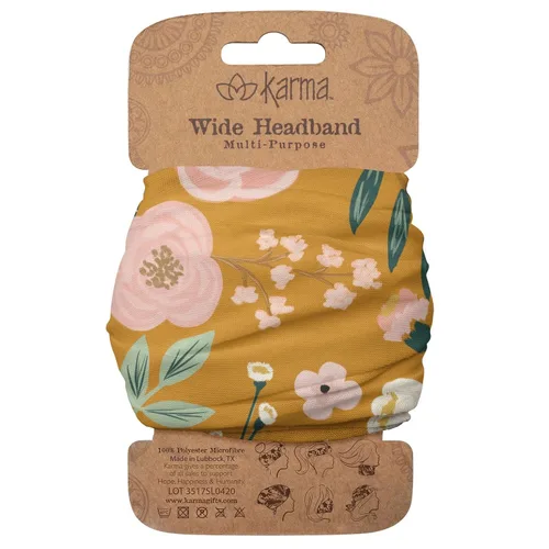 Vista 24 de Karma Diadema floral dividida verde azulado/albaricoque para mujer, ancha, diadema de tela y bufanda elástica para el cabello, verde Albaricoque