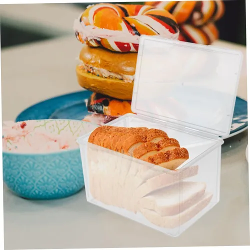 Vista 4 de LABRIMP Almacenamiento para pan de pan, tapa hermética, caja de pan, contenedor de pan de plástico, cajas de pan para pan casero