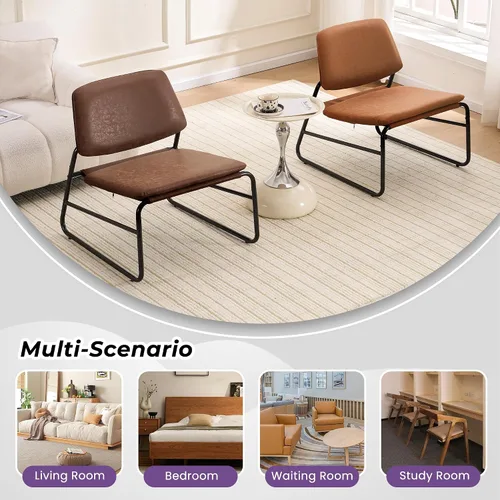 Vista 7 de DAICO Silla decorativa moderna, impermeable, sin brazos, cómodas, tapizadas, con marco de metal, para sala de estar, dormitorio, balcón, jardín