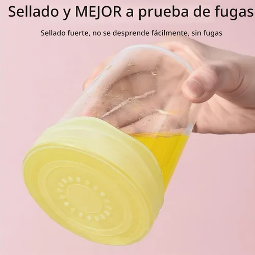 Vista 4 de Juego de tapas elásticas de silicona para almacenamiento de alimentos, diseño de frutas, fundas de silicona reutilizables de grado alimenticio