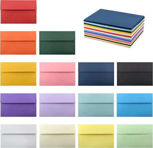 Vista 11 de VANRA Paquete de 150 sobres coloridos para invitaciones, sobres A2 a granel para tarjetas de felicitación de 4.25 x 5.5, invitaciones de boda, fotos