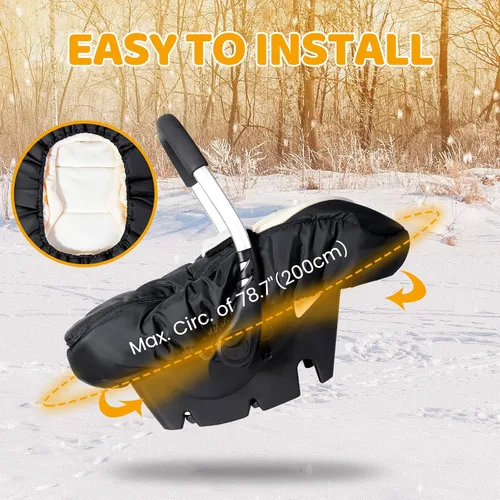 Vista 3 de Fundas de asiento de coche Orzbow para bebés invierno, funda universal para asiento de coche de bebé con cuello ajustable, cubierta impermeable