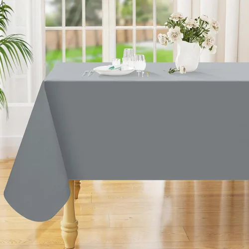 Vista 9 de Smiry Mantel cuadrado de vinilo impermeable de 54x54 pulgadas, protector de manteles de vinilo lavables, funda de mesa resistente a derrames de Beige