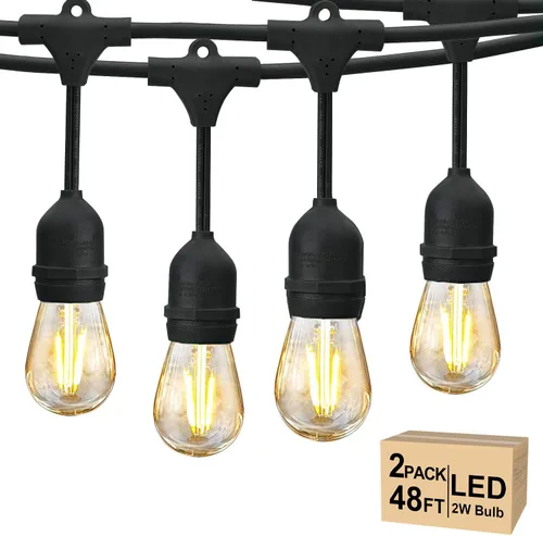 Vista 11 de Svater 24 pies al aire libre cadena luces LED 2W S14 grado comercial