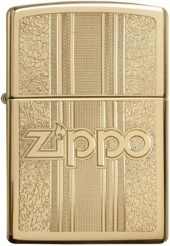Vista 2 de Zippo y diseño de patrón - Encendedor de bolsillo de latón pulido, tamaño único