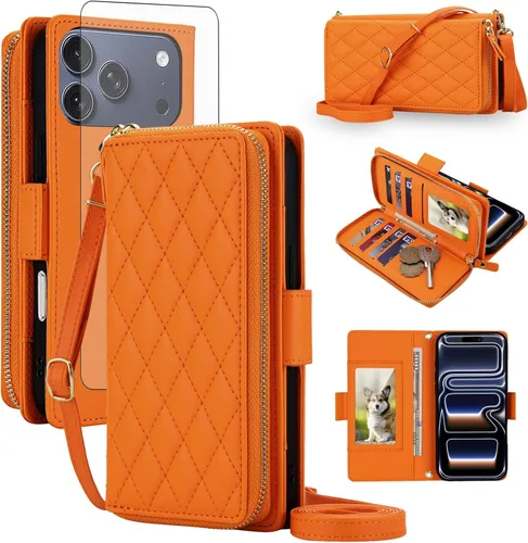 Vista 62 de Asuwish Funda compatible con iPhone 6/6s/7/8/SE 2020 2022 con cremallera y bloqueo RFID, protector de pantalla, correa cruzada i6 i7 i8 7s 8s SE2020