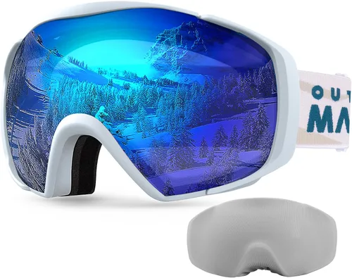 Vista 11 de OutdoorMaster - Gafas de esquí con cubierta, antivaho OTG para nieve/snowboard La cubierta integrada ayuda a proteger la lente, con ajuste OTG