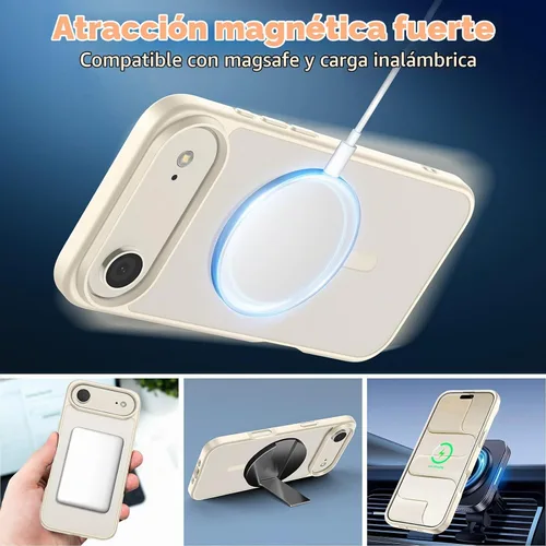 Vista 3 de zapica - Carcasa magnética para iPhone Air, color blanco antiguo with Screen Protector, Compatible with MagSafe, Military Grade Drop Protection