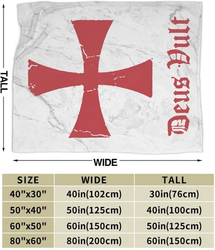 Vista 3 de Deus Vult Knights Templar Cross - Manta térmica, ligera, súper suave y cálida para todas las estaciones, para sofás