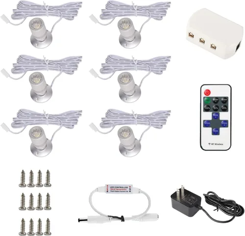Vista 12 de DEDC 6 piezas de luz de punto LED mini, luces de imagen para interiores, luz de arte de 1.5W 12V 6000K, luces de acento con atenuador RF