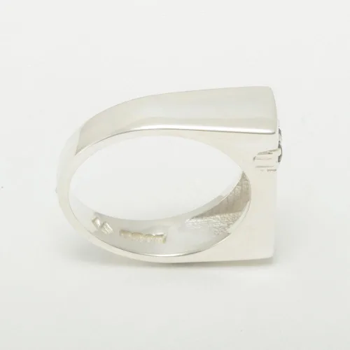 Vista 3 de Anillo de boda de plata de ley 925 con zafiro auténtico para hombre, Metal Gema, Zafiro