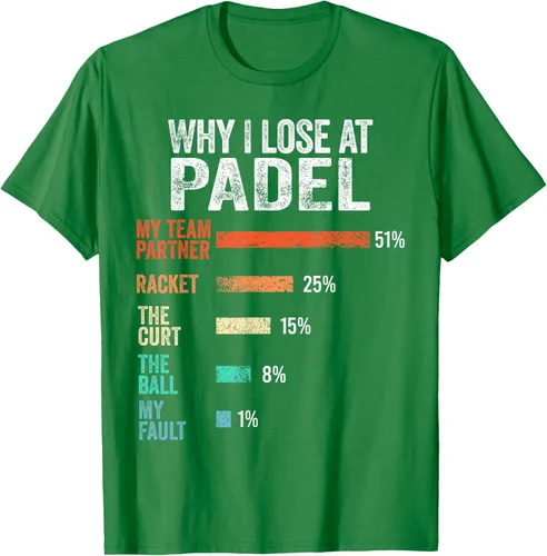Vista 3 de Why I Lose at Padel Funny Game Padel Hombres Mujeres Camiseta de Padel
