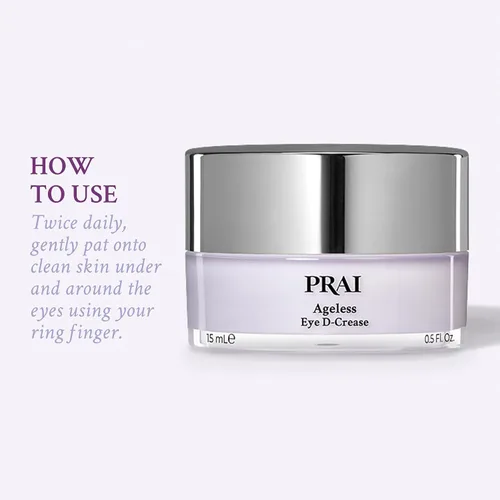 Vista 6 de PRAI Beauty Ageless Eye D-Crease, Crema de ojos antienvejecimiento para ojos de aspecto instantáneo sin edad, crema para debajo de los ojos