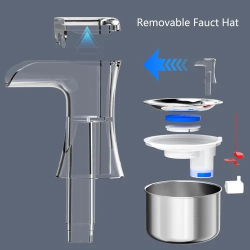 Vista 7 de Homtyler Fuente de agua para gatos, bomba ultra silenciosa interior de acero inoxidable, dispensador automático de 2L/67oz para perros, fuente