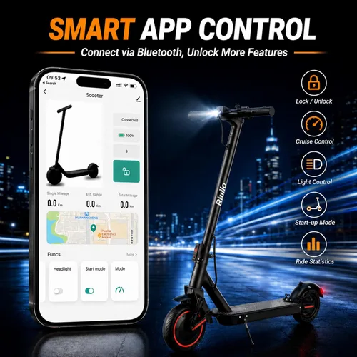 Vista 9 de Scooter eléctrico adulto 19Mph/22Mph E-Scooter ligero de largo alcance Rojo