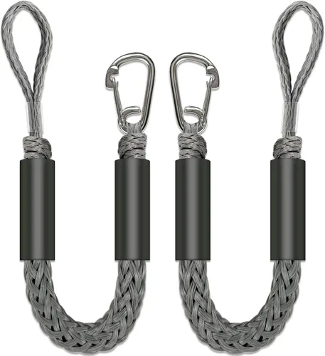 Vista 9 de Líneas de defensa de 2.5 pies, 2 piezas, líneas elásticas premium para barco con clip de acero inoxidable 316 para parachoques de barco/defensa