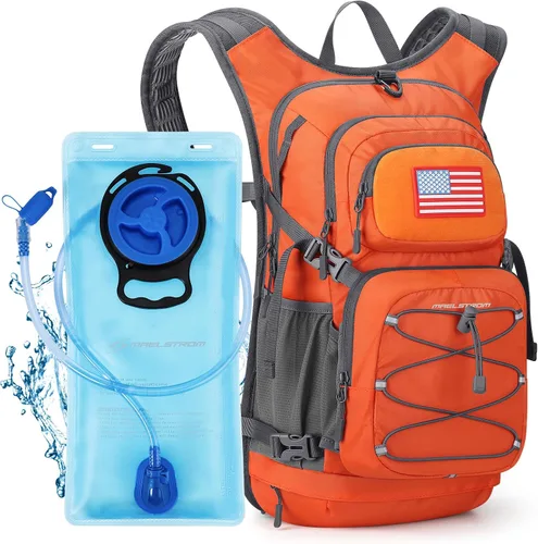 Vista 15 de Maelstrom Lightweight Hydration Hiking Backpack with 2L/3L Water Bladder BPA-free, High Flow Bite, Insulated Compartment, Reflective Strip