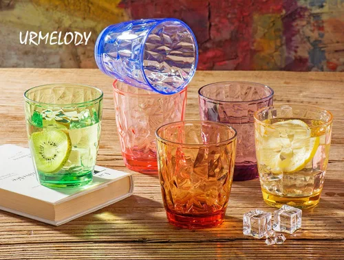 Vista 5 de Vasos festivos de acrílico de color para restaurante, resistentes a golpes, vasos para tomar jugo, vasos para vino irrompibles, vasos de plástico 4