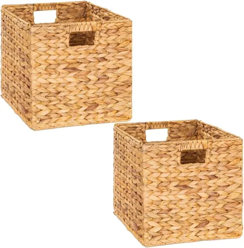 Vista 8 de M4DECOR Cubo de almacenamiento de 10.5 x 10.5 pulgadas, cestas de almacenamiento de mimbre para estantes, cestas de almacenamiento de jacinto