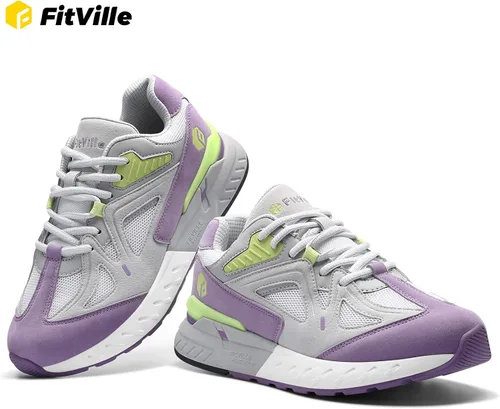 Vista 2 de FitVille Zapatos para caminar extra anchos para mujer, zapatos deportivos anchos para pies planos, fascitis plantar, alivio del dolor en el talón