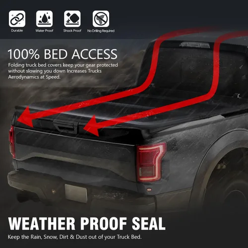 Vista 5 de DNA MOTORING Nueva actualización de cubierta tonneau para parte de atrás de camioneta, apertura con tres pliegues, compatible con Colorado/Canyon